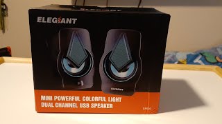 Elegiant Mini Powerful Colorful Dual Channel USB Speakers UnboxingReview [upl. by Arahc]