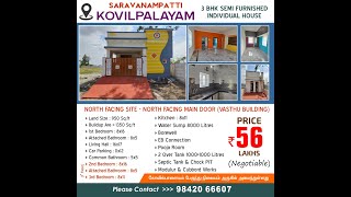 SARAVANAMPATTI KOVILPALAYAM 3BHK HOUSE FOR SALE [upl. by Negah]