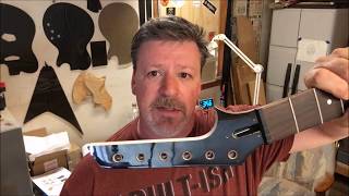 Boudreau Guitars  HOT RODDING the giveaway guitar Part 3 Headstock Update [upl. by Ahsinnor]