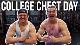 COLLEGE LACROSSE TEAM WORKOUT CHEST DAY [upl. by Ahsatan492]