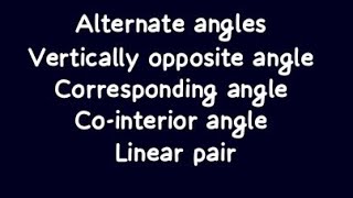 alternate angle linear pair vertically opposite angle corresponding angle co interior angle [upl. by Oicafinob70]