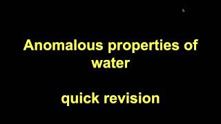 Quick Revision  Anomalous properties of water [upl. by Ness]