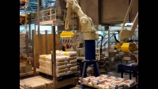 Palletizing Bags of Flour by ICON Robotics [upl. by Aihsotan824]