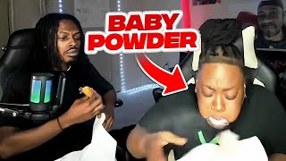 BABY POWDER DONUT PRANK LIVE ON TOOT She damn near choked [upl. by Ynnol]