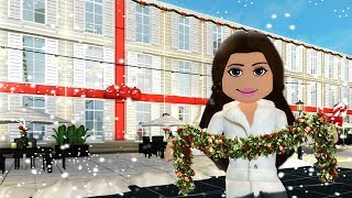 DECORATING AMBERRY HOTEL FOR CHRISTMAS on Bloxburg  Roblox [upl. by Ahsekat]