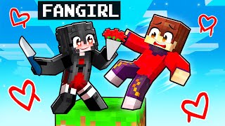 Stuck on ONE BLOCK with CRAZY FAN GIRL in Minecraft [upl. by Ury377]