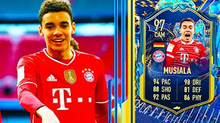 97 TOTS Musiala Player Review 🔥 Fifa 23 Ultimate Team [upl. by Hgielrac402]