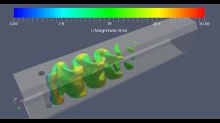 OpenFOAM  pisoFOAM  3D cylinder velocity contour [upl. by Kiehl]