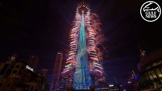 Burj Khalifa illuminates the Dubai sky with dazzling fireworks ushering in the New Year 2024 [upl. by Yessej302]