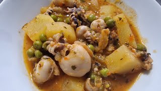 Choquinhos🐙estufados com batata🥔e ervilha🫒 [upl. by Eedrahs]