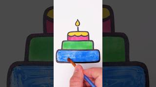 🎂 Let’s Draw amp Color a Birthday Cake 🥳 Glitter Art ✨ kidsvideos drawing shorts glitter [upl. by Amalbergas]