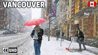 🇨🇦 【4K】❄️❄️❄️ EXTREME SNOWSTORM in Canada Downtown Vancouver BC Canada January 2024 [upl. by Latrina537]