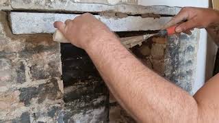 Part 2 of the fireplace videos fitting concrete lintel for fireplace and replacing a few bricks [upl. by Ajaj]