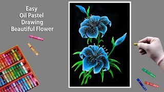 Oil Pastel Flower DrawingStep by Step [upl. by Aracahs]