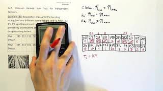 Performing a Wilcoxon Rank Sum Test in Nonparametric Statistics Example 186 [upl. by Ellednek]