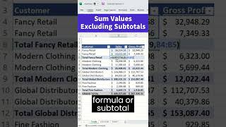 How to sum data excluding subtotals in Excel [upl. by Wilhelmina]