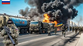 Terrifying moment Russian elite troops ambush Ukrainian military convoy heading to Kursk [upl. by Siravaj]