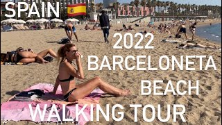 Beach Walking Tour Barceloneta Platja 2022 Beach Walk [upl. by Alleynad]