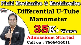 Differential UTube Manometer  Fluid Mechanics amp Machineries zafarsir freeengineeringcourses IMP [upl. by Larimore]