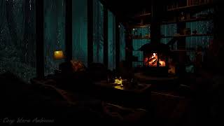 Relaxing Rain to Sleep  Sounds of Rain and Crackling Fire in Cozy Cabin at midnight helps to Sleep [upl. by Zita184]