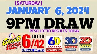 Lotto Result Today 9pm draw January 6 2024 655 642 6D Swertres Ez2 PCSOlotto [upl. by Mccahill]