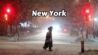 NYC Snowfall 2024  New York Night Walk Snow Ambient Traffic Noise For Sleep [upl. by Gauthier911]