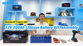 12V 200Ah Lithium Battery DIY assembly  MeritSun Update [upl. by Lipps]