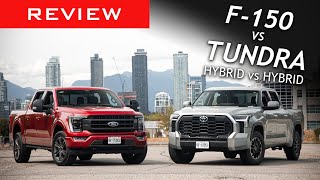 Comparison 2023 Ford F150 Powerboost Hybrid vs 2023 Toyota Tundra iForce MAX Hybrid [upl. by Wilinski]