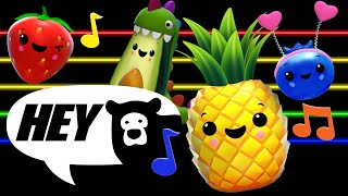 Hey Bear Sensory  Dancing Fruit  Partytime with Avocadosaurus and Friends  Dance Party [upl. by Laval830]