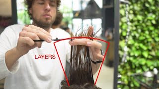 how to cut medium length layered haircut round layers [upl. by Spiers]