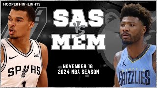 San Antonio Spurs vs Memphis Grizzlies Full Game Highlights  Nov 18  2024 NBA Season [upl. by Sihonn]