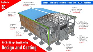 Simple truss work Godown Shed work 60ft x 40ft RCC  Steel Roofing 1 [upl. by Notniv193]