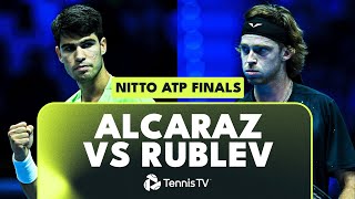 Carlos Alcaraz vs Andrey Rublev FIRST Ever Meeting  Nitto ATP Finals 2023 Match Highlights [upl. by Eamon]