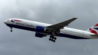 British Airways 777236ER Takeoff From SeattleTacoma International Airport [upl. by Analram]