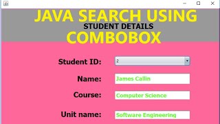 Java Search with ComboBox and MySQL Database  Search Using JComboBox [upl. by Cochran]