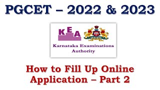 PGCET 2022 amp 2023 How to Fill Online Application  Part 2 [upl. by Novert]