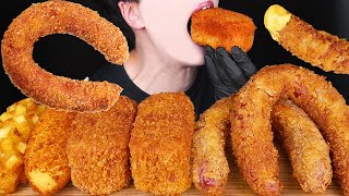 ASMR CHEESY FRIED SAUSAGE SPAM CORN DOGS COOKING MUKBANG 소세지 먹방スパム ソーセージ 咀嚼音 モッパンSosis EATING SOUNDS [upl. by Alida]