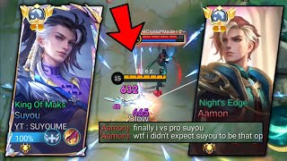 Suyoume Vs Aamon Nights Edge BEST GAMEPLAY TOP GLOBAL SUYOU  Mobile Legend [upl. by Etnauq]