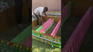 Reuse old plastic bottles ideas  Garden bed 🛌 making [upl. by Lemieux]