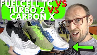 New Balance Fuelcell TC vs Hoka Carbon X vs Nike Pegasus Turbo 2  Tempo shoe shootout  eddbud [upl. by Atinot]