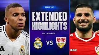 Real Madrid vs Stuttgart Extended Highlights  UCL League Phase MD 1  CBS Sports Golazo [upl. by Nowd]