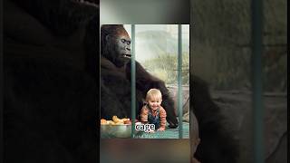 A baby climbs into a zoo to play with a gorilla shorts [upl. by Atalaya]