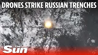 Ukraine Russia War Ukrainian drones bomb Russian troops on frozen battlefield [upl. by Gus]