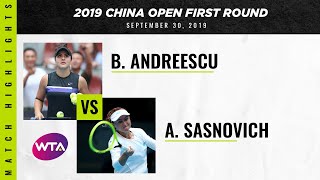 Bianca Andreescu vs Aliaksandra Sasnovich  2019 China Open First Round  WTA Highlights [upl. by Ylro]