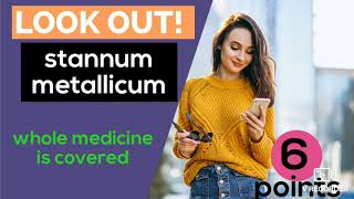 Stannum Metallicum  Description Homoeopathic Medicine only 6 points to remember [upl. by Warfold]