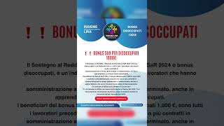 1000€ di bonus per disoccupati  BONUS SAR  inps rimborso partitaiva pagamento caf patronato [upl. by Ingaberg]