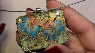 Beautiful Romantic Polymer Clay Pendant With Mica Powder Painting Technique [upl. by Akienom7]