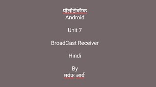 Android  Unit 7  BroadCast Receivers  Lecture 47 [upl. by Abdel]