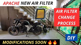 Apache 160 4v Air filter change process  TVS Apache rtr 160 4v shreeanshkapoor2387 [upl. by Benoite]