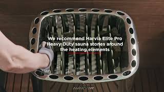 Harvia  Stacking sauna stones into a professional electric heater [upl. by Eenaffit]